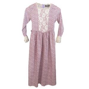 SCARLET DARKNESS Girls Colonial Ditsy Floral Print Lace Detail Dress Size 11-12